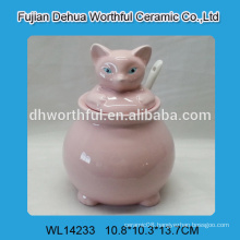 2016 hot selling ceramic jar with spoon in fox shape
